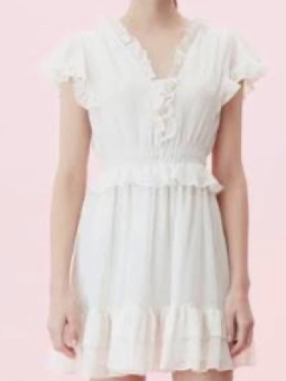 Rebecca Taylor - White Ruffle Tiered Short Dress - size XS